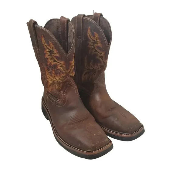 Justin Men\'s Driller Western Work Boot Soft Toe Brown 8 D main image 6